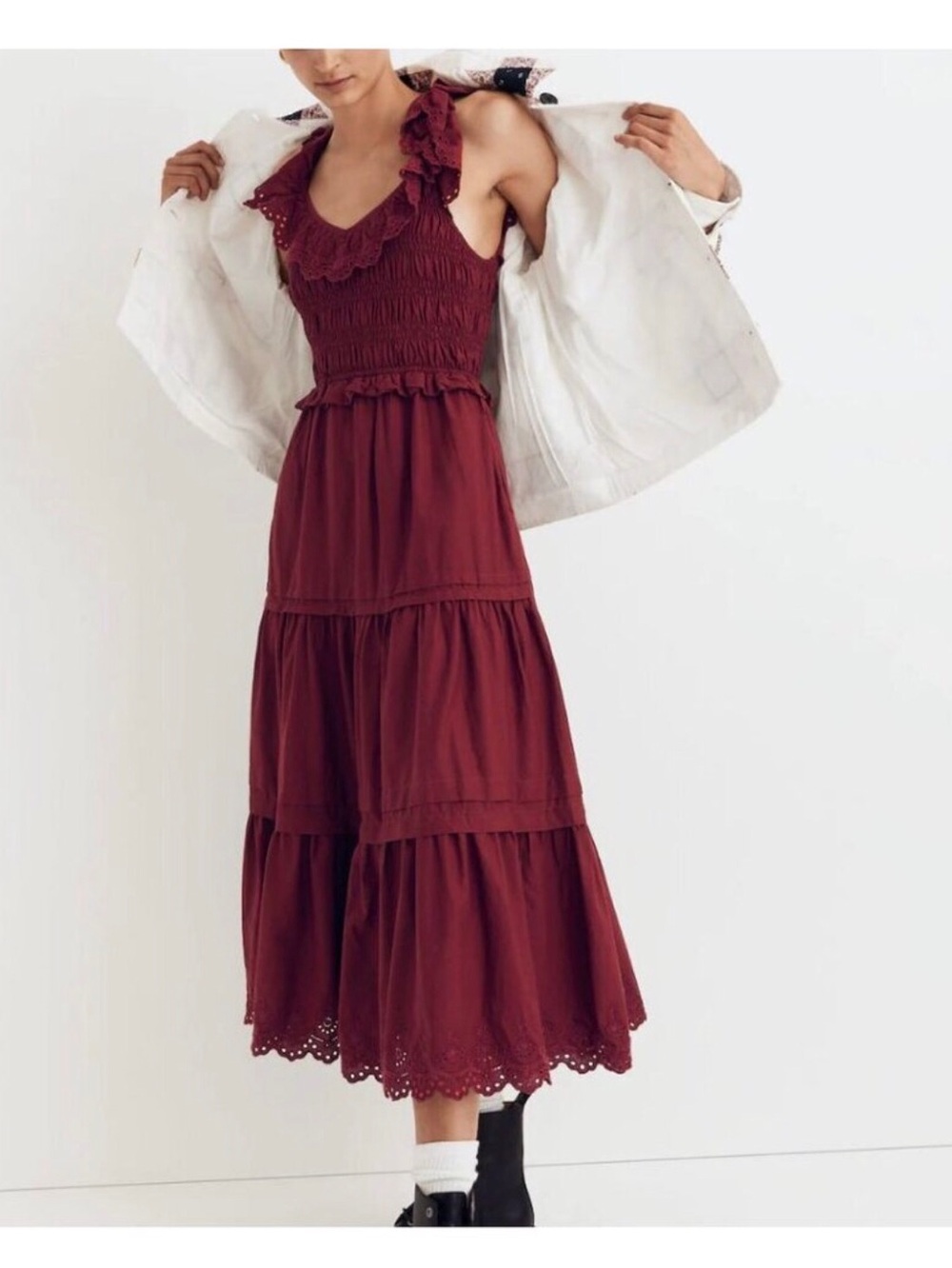 Madewell Size 20W Brown Lucie Embroidered Maxi Dress Boho Floral Western Cottage